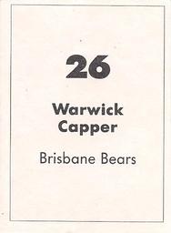 1990 Select AFL Stickers #26 Warwick Capper Back